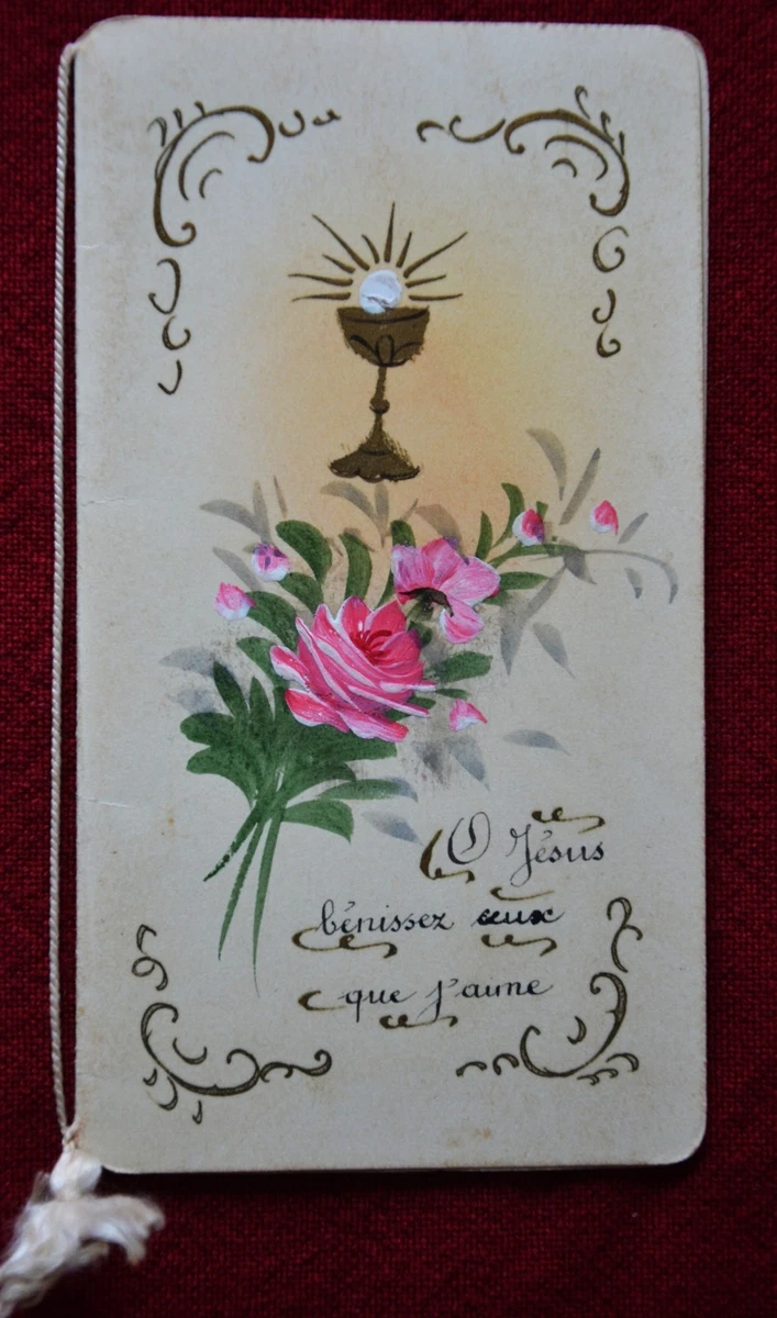 Image Pieuse Ancienne - Canivet Dentelle, Fleurs Roses Et Ancre (Espérance)