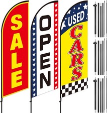 Hahafelt 3 Pcs Used Cars Flag 7 x 5.4 ft Car Auto Dealer Swooper Feather Flags