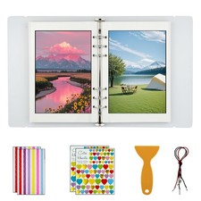 7x9 Inch 6-Ring Self Adhesive Photo Album with 30 Sheets/60 Pages, DIY Scrapb...