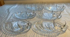 Vintage Federal Glass Hospitality Snack Set Homestead Wheat - 6 Plates 6 Cups