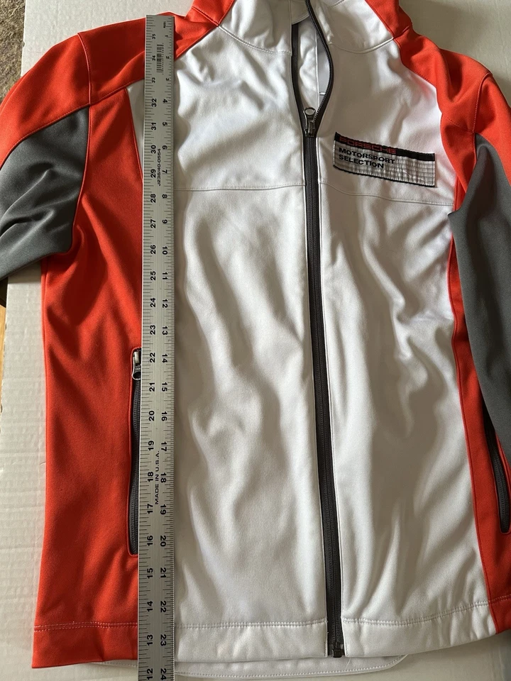 PORSCHE Motorsports Fleece Lined Jacket Orange, Grey, White, Mens XS - Image 4 of 4