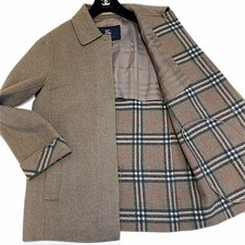 BURBERRY LONDON Nova Check Cashmere Half Coat Womens L Brown Great Authentic