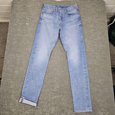 Levis 501 Jeans Womens 27x32 Blue Denim Button Fly Selvedge Made And Crafted