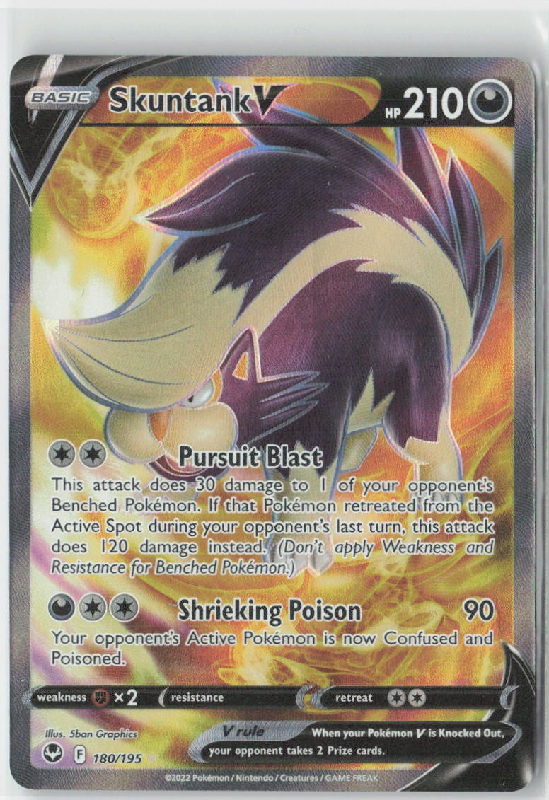 Skuntank V 180/195 Ultra Rare Silver Tempest Pokemon Holo Near Mint
