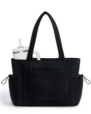 ECOHUB Large Corduroy Tote Bag for Women with Cup Holder  Luggage Sleeve  L...