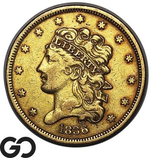 1836 Classic Head $5 Gold Half Eagle Choice VF /XF Scarce Early Date!