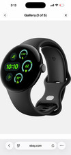 Google Pixel Watch 41mm Matte Black Stainless Steel Case Obsidian Active Band