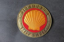 SHELL Plakette 100000 km , K&uuml;hleremblem , &Ouml;l Benzin Schild ,