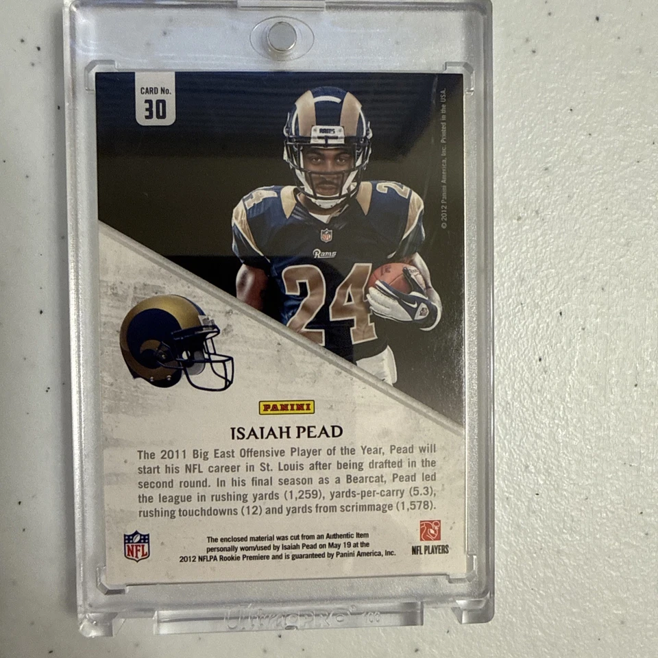 Camisetas ISAIAH PEAD 2012 Panini Rookies & Stars Rookie Collection #30 Foto 2 de 3