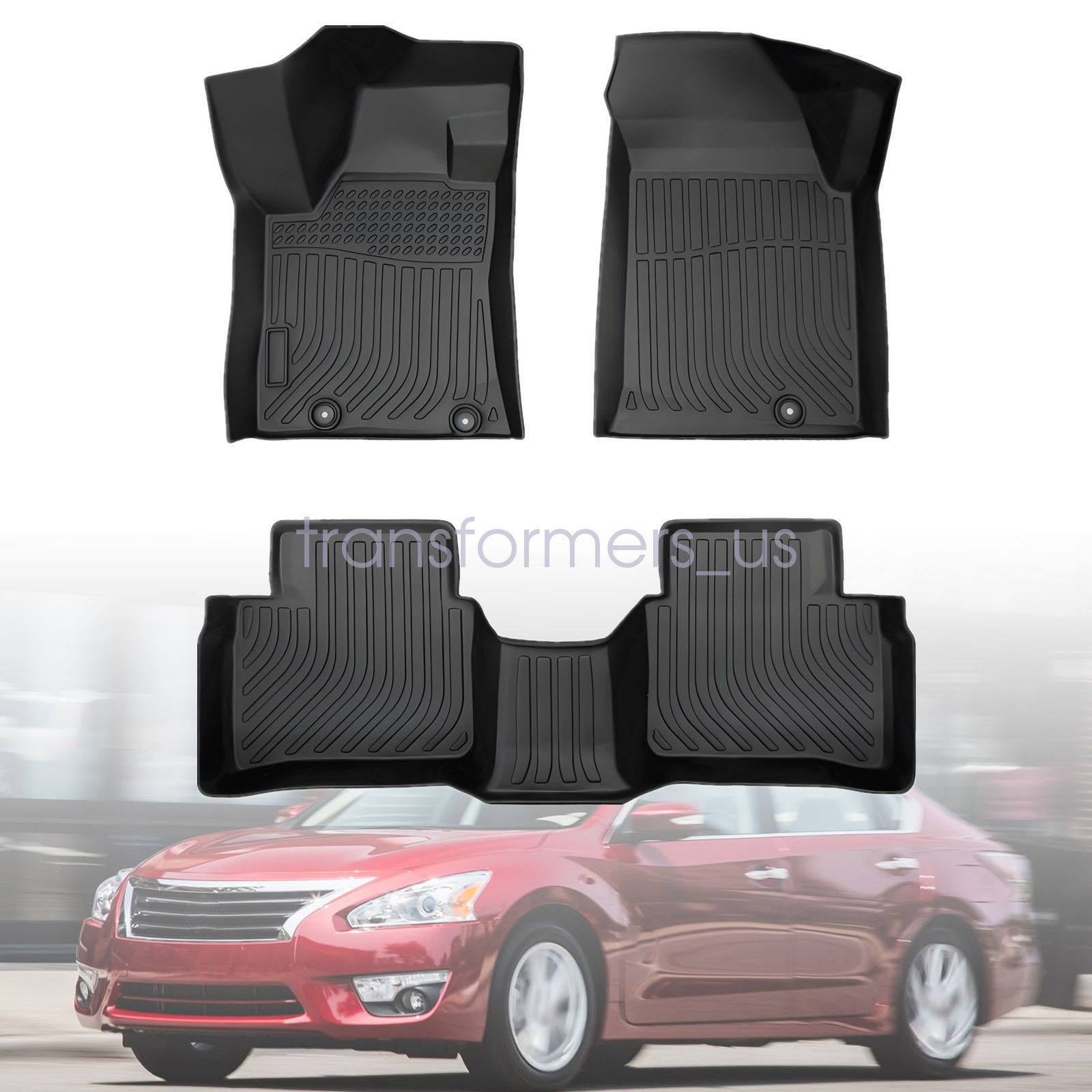 TPE Front & 2nd Floor Mats/Trunk Cargo Liners For 2016-2020 Nissan Maxima Black
