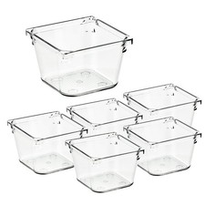 6 Pack Drawer Organizer - 3" X 3" Plastic Storage Bins, Acrylic Organizers wi...