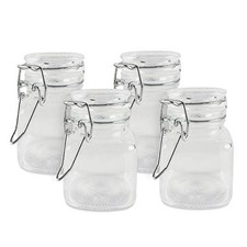 3 1/4" Square Glass 3oz Jar with Hinge Glass Lid for Home Kitchen, Arts Crafts
