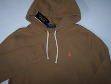 NWT Polo Ralph Lauren SAND SURF BROWN Fleece Hoodie Sweatshirt Men S ORANGE PONY