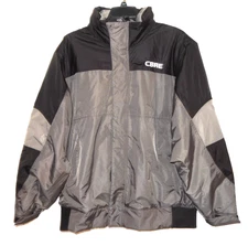 Cintas Insulated Heavy Work Jacket Coat Men's 2XL Hidden Hood Gray Black CBRE