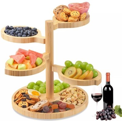 NUTCG 5-in-1 Bamboo Charcuterie Board - 360° Rotating, Detachable - Brand New