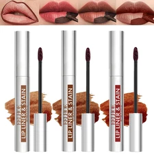 3Pcs Peel Off Lip Liner Stain,Detachable Lip Liner Set,Long-Lasting,Waterproof,T