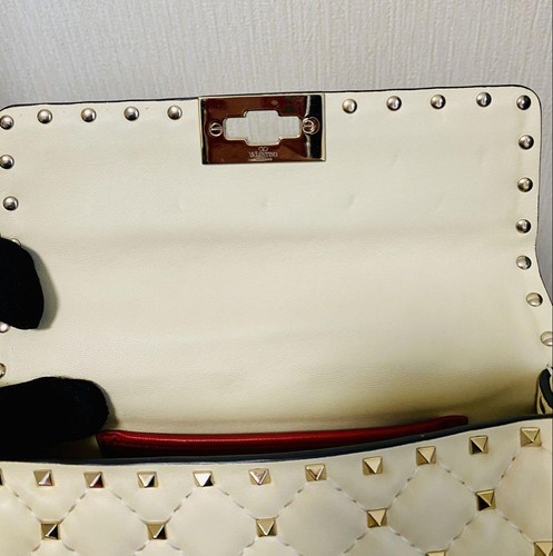 Bolso de Hombro Pequeño VALENTINO GARAVANI Rockstud Spike Cuero Marfil Bandolera - Imagen 5 de 9