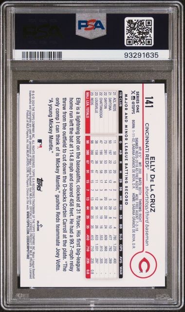 ELLY DE LA CRUZ RC PSA 9 3 CARD LOT TOPPS 141 150 SMLB-23 REDS ROOKIE REDS 2024 view 5