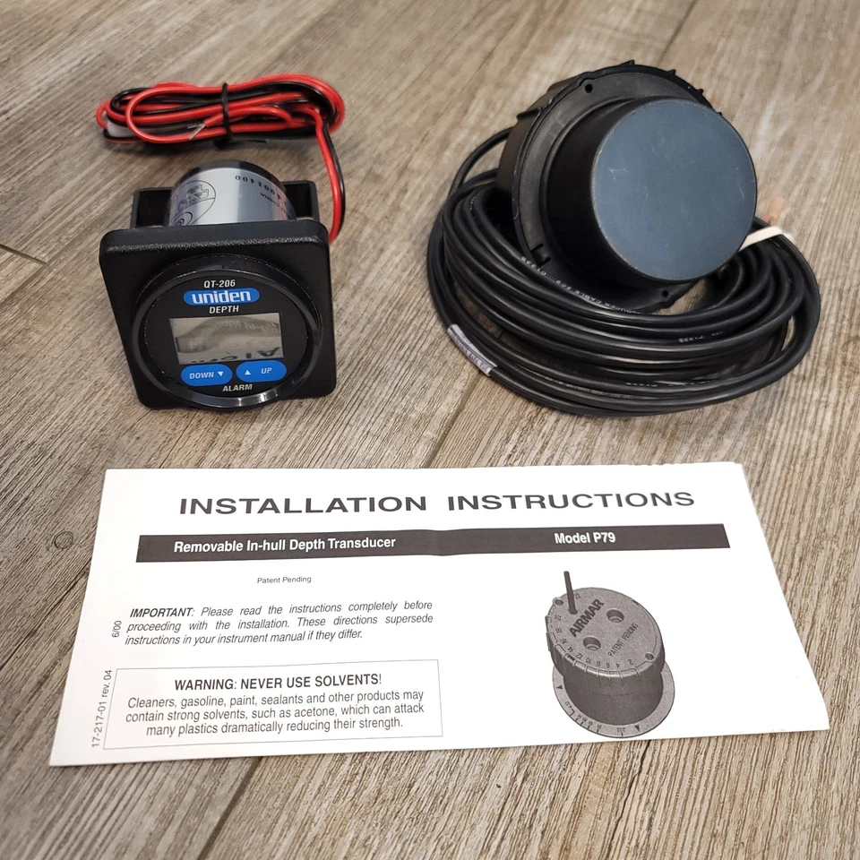 Uniden QT206HP Digital Depth Sounder Qt-206HP Gauge Alarm w/ Transducer Black - Image 2 of 4