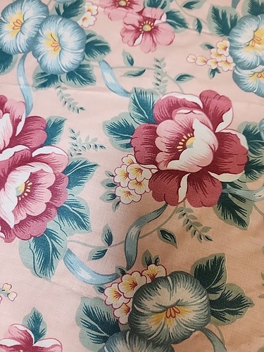 Vtg Wamsutta Mills Romantic Gardens Polished Cotton Chintz Pink Floral Bows 80s - Picture 5 of 9