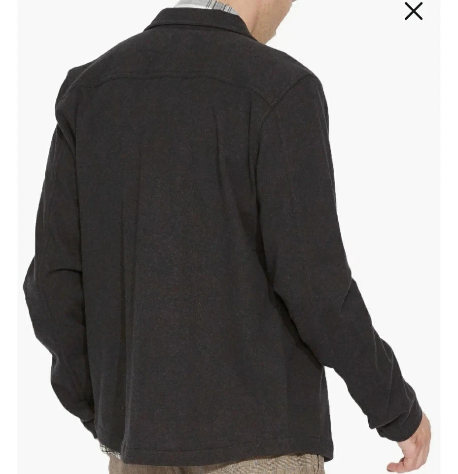 CIVIL SOCIETY Shirt Jacket Mens Medium Charcoal Grey Snap Button Cotton Knit image 2