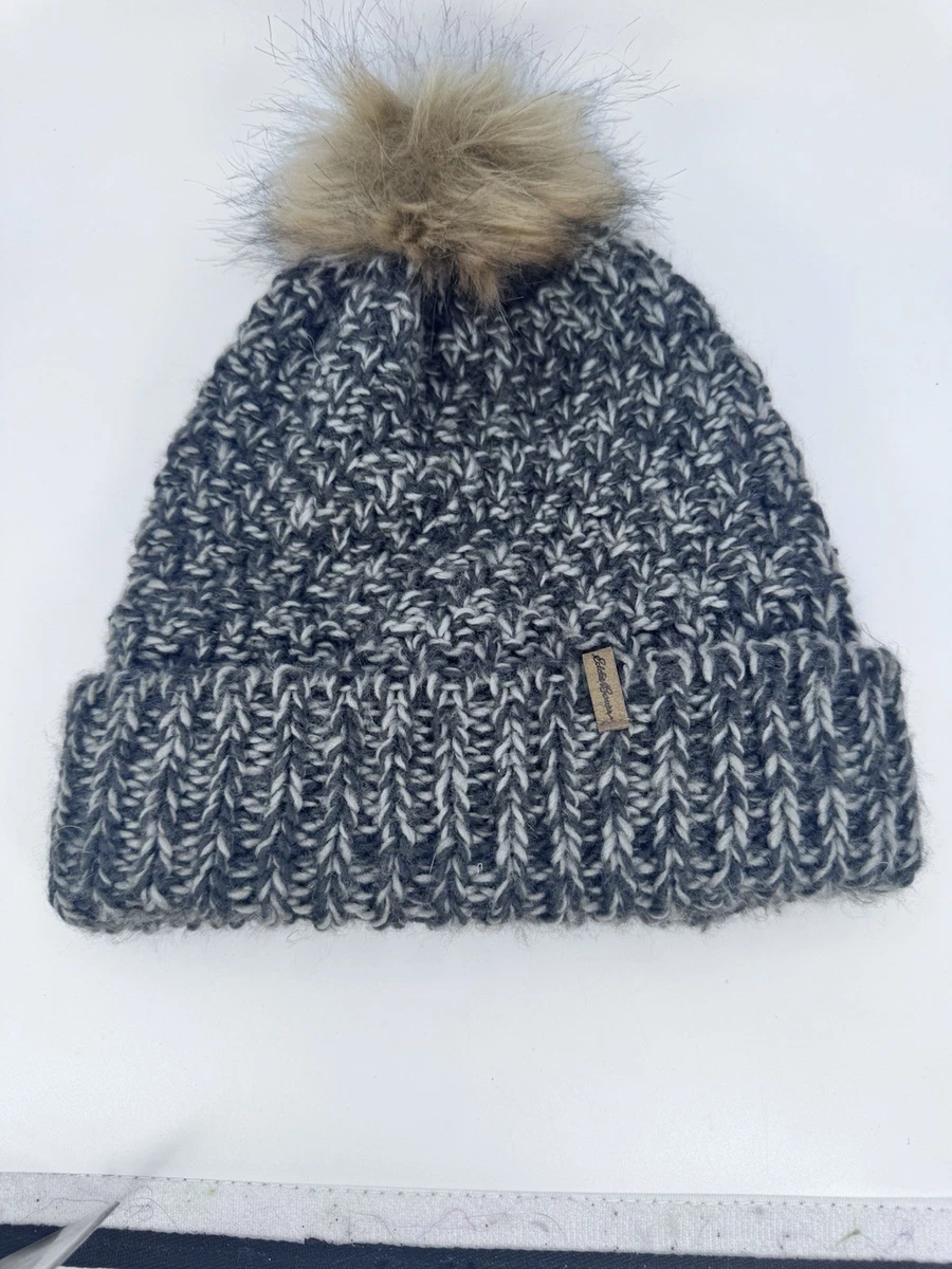 Eddie Bauer Chunky Rib Beanie Winter Heavy Knit Pom Hat‎ Gray/Purple New Eddie Bauer Beanie Hats for Women for sale | eBay main image 2