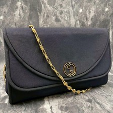 GUCCI Shoulder Bag Leather Canvas Vintage Chain Authentic From Japan