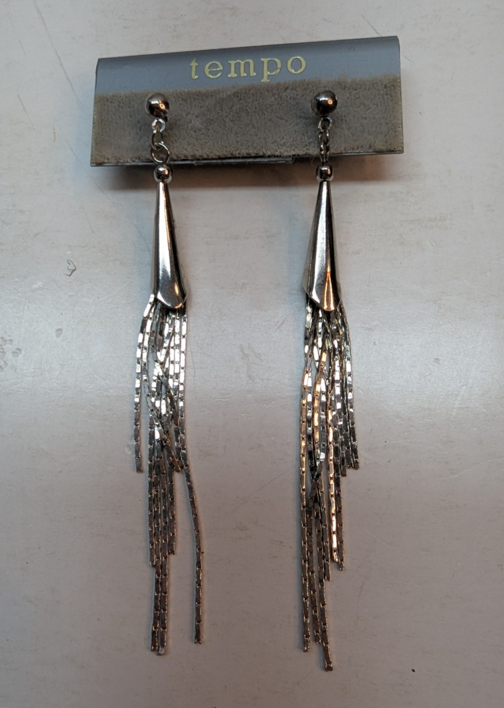 Tempo Multi Strand Chain Dangle Stud Earrings Sil… - image 1