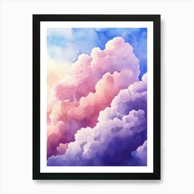 Aquarell Wolken 5 Kunstdruck gerahmt Wandbild Poster Leinwanddruck Bild