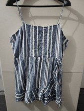 Express Dress Womens XL Blue Mini Cami Strap Chambray Stripe Cotton Blend Smock