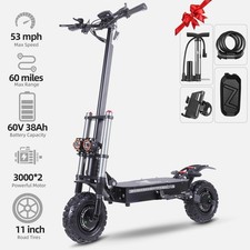 Electric Scooter 11'' Off Road Fat Tires 53Mph 38Ah 6000W Dual Motors E-Scooter