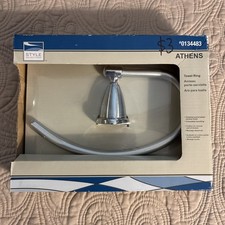 Style Selections  Athens   134483 Polished And Brushed Chrome Towel Ring NOS