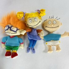 Lot of 3 Vintage Rugrats Plush Beanie 6" Dolls Angelica Tommy Chucky Applause