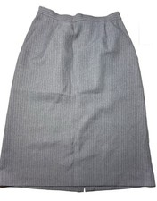 Vintage Barclay Square Midi Skirt Women's 12 Pinstripe Gray Made in USA 80s 90s