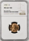1950  1C RD Lincoln Wheat One Cent NGC MS66+RD  8671254-025