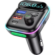 FM Transmitter Wireless Bluetooth 5.0 In-Car Adapter Type-C PD QC3. 0 Fast USB C