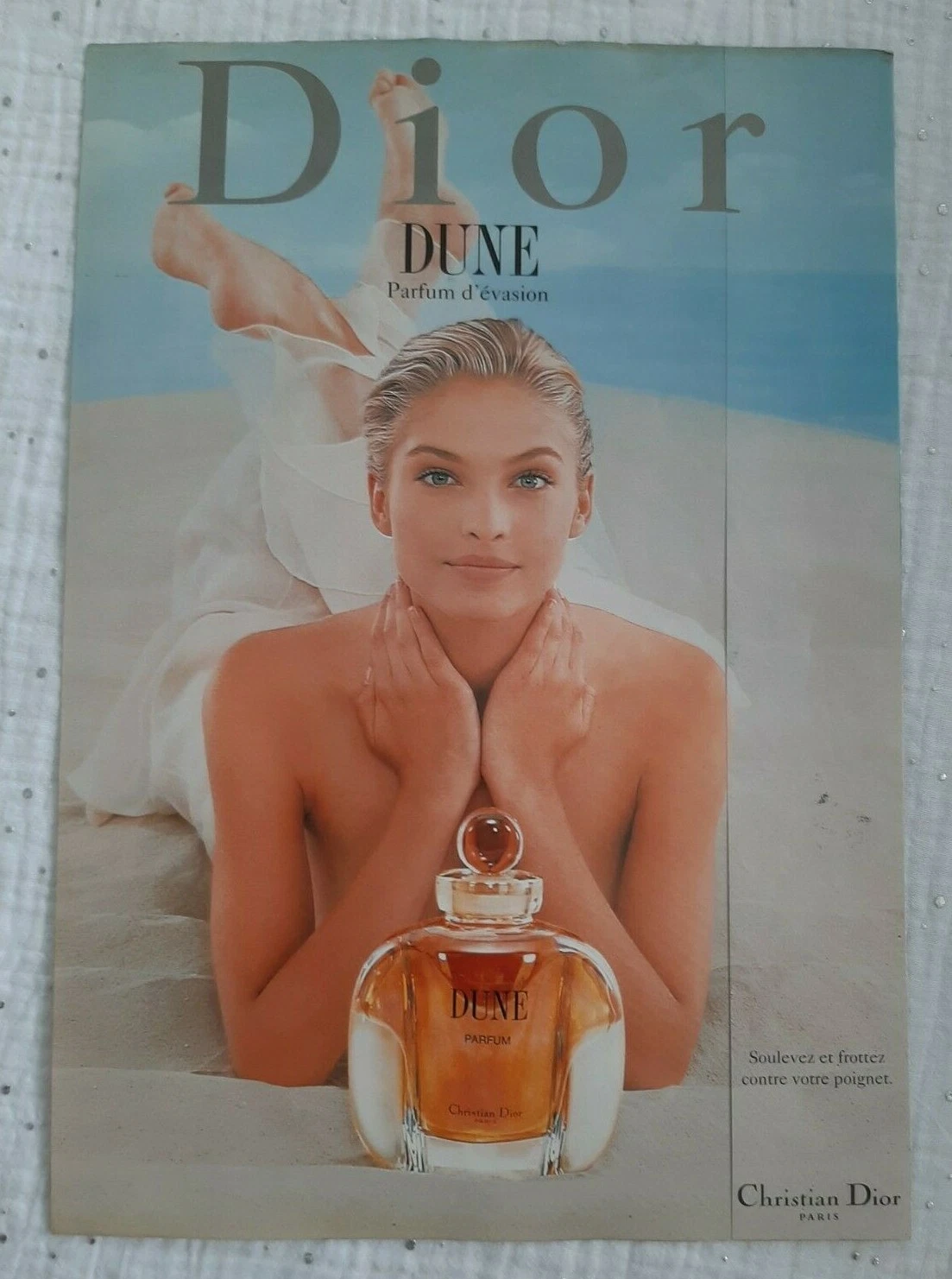 Publicité papier Parfum. Perfume Ad C. Dior Dune de 1994 + touche senteur
