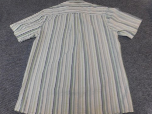 Saddlebred Mens Shirt Large green striped regular wrinkle free button up - Picture 6 of 10