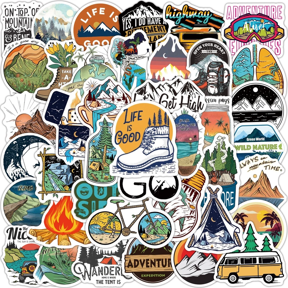 50X Outdoor Camping Vinyl Decal Graffiti Sticker Bomb Skate Laptop Guitar UK NEW - Image 2 of 4