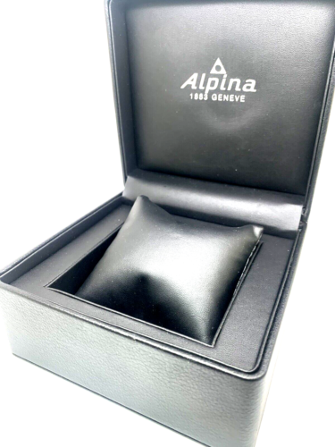 Caja Reloj Alpina Presentación Estuche Cartón Negro Expositor Vacío Con Folleto - Imagen 4 de 10