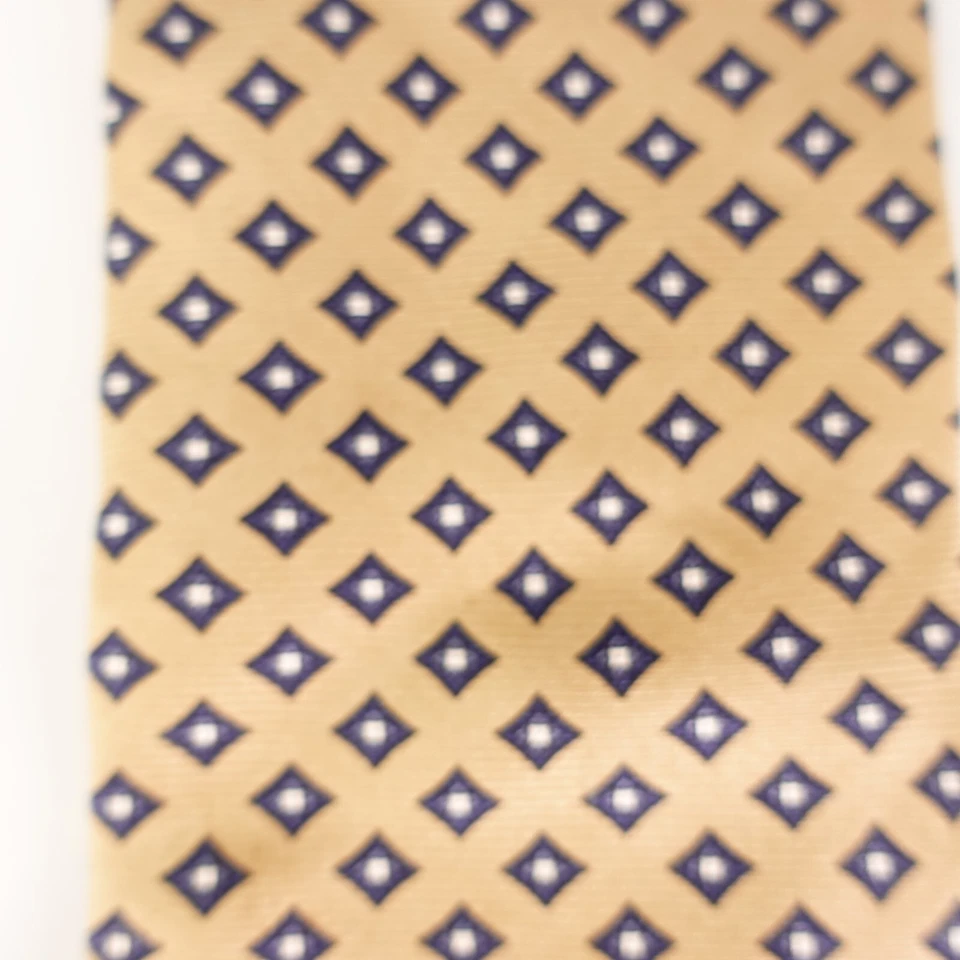 Corbata de cuello para hombre marrón claro foulard seda tejida estampada italiana EE. UU. GRANT THOMA Foto 3 de 4