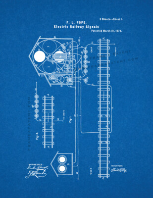 Electric Railway-signal Patent Print Blueprint