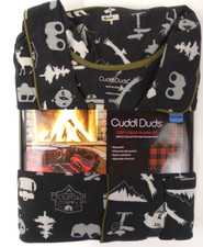 Cuddl Duds Pajama Set Men XXL Relaxed Fit Graphic Notch Collar Top Pants Camping
