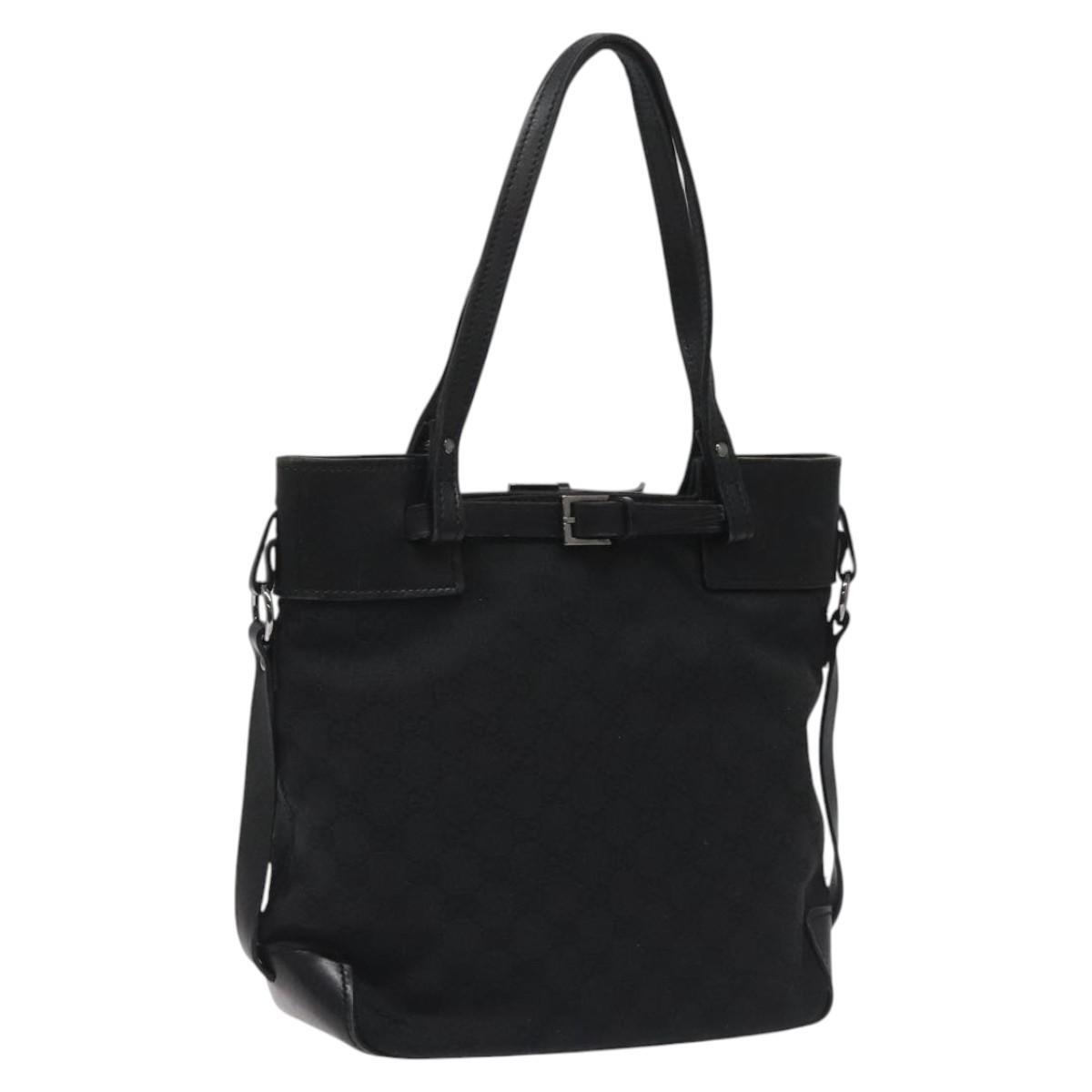 GUCCI GG Canvas Tote Bag in Black and Silver - Authentic Model nb044