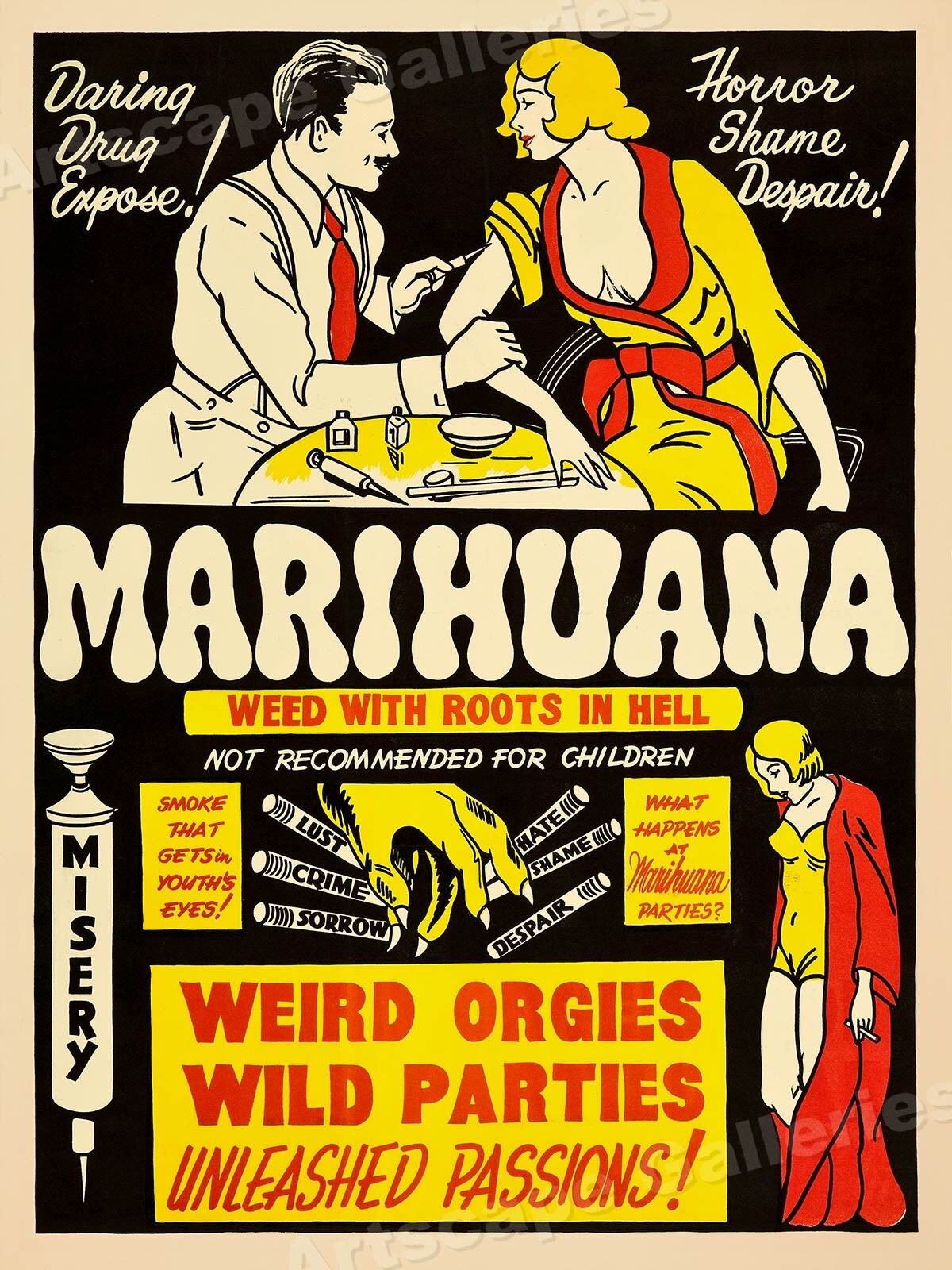 Marijuana 1930s Smoking Reefer Madness Vintage Style Movie Poster