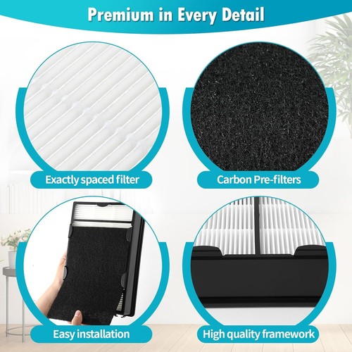 DerBlue 3PCS True HEPA Filter and pre filter Replacement B 6PACK - Picture 2 of 7