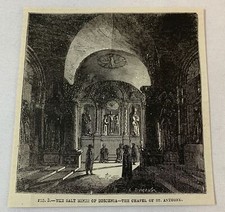 Gravure magazine 1877 ~ CHAPELLE, MINES DE SEL DE BOCHNIE Pologne