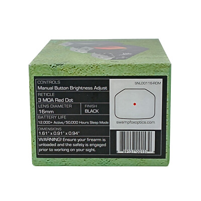 SWAMPFOX Sentinel 1x16mm Ultra Compact Micro Green Dot Sight
