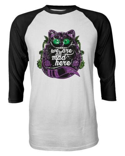 Grinsekatze Shirt Wunderland Halloween lustig Viertelarm Herren T-Shirt - Bild 2 von 5