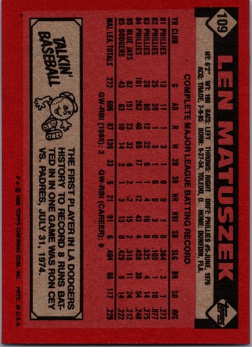 1986 TOPPS Baseball COMPLETE Your SET Cards #1-#200 Buy 2 Get 2 Free 1986 Topps - Picture 183 of 365